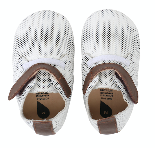 babbuccia in pelle anti scivolo pois neri con strappo Bobux Bobux Soft Sole 